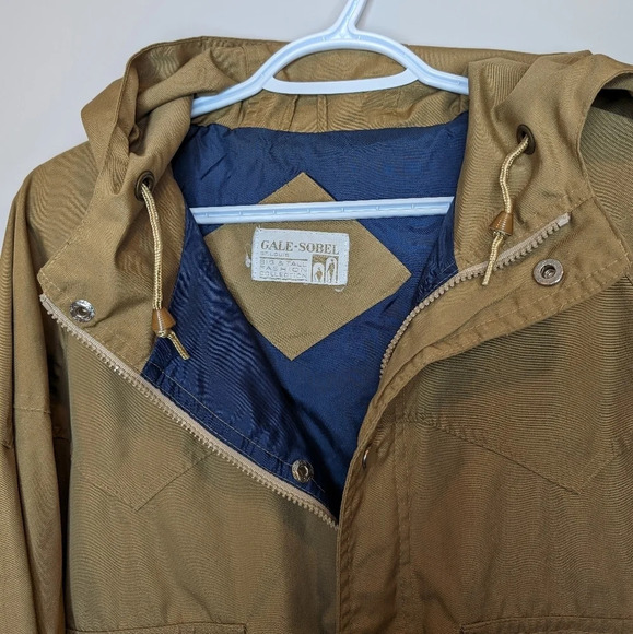 Vintage Gale-Sobel Big & Tall Camel Tan Brown Zip Up Cargo Jacket XL/2XL - Picture 4 of 14